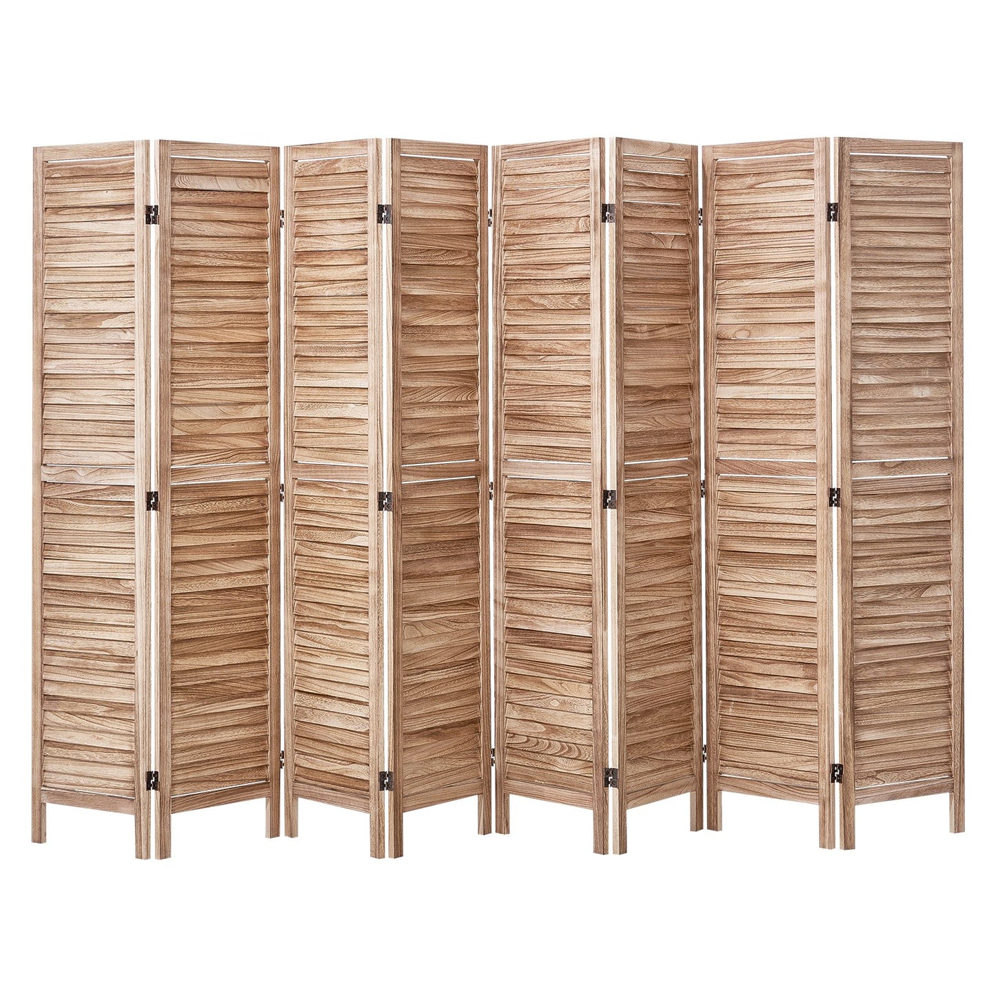 Wood Room Divider, 8 Panel Wood Folding Privacy Screen, 66.9 Inches Tall Indoor Louvered Partition Divider, Portable Decoration Screen, for Room Separation, Home, Office, Restaurant & Bedroom