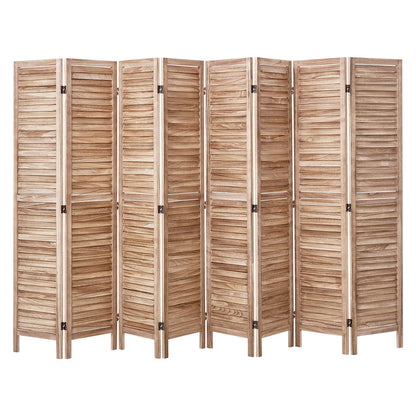 Wood Room Divider, 8 Panel Wood Folding Privacy Screen, 66.9 Inches Tall Indoor Louvered Partition Divider, Portable Decoration Screen, for Room Separation, Home, Office, Restaurant & Bedroom
