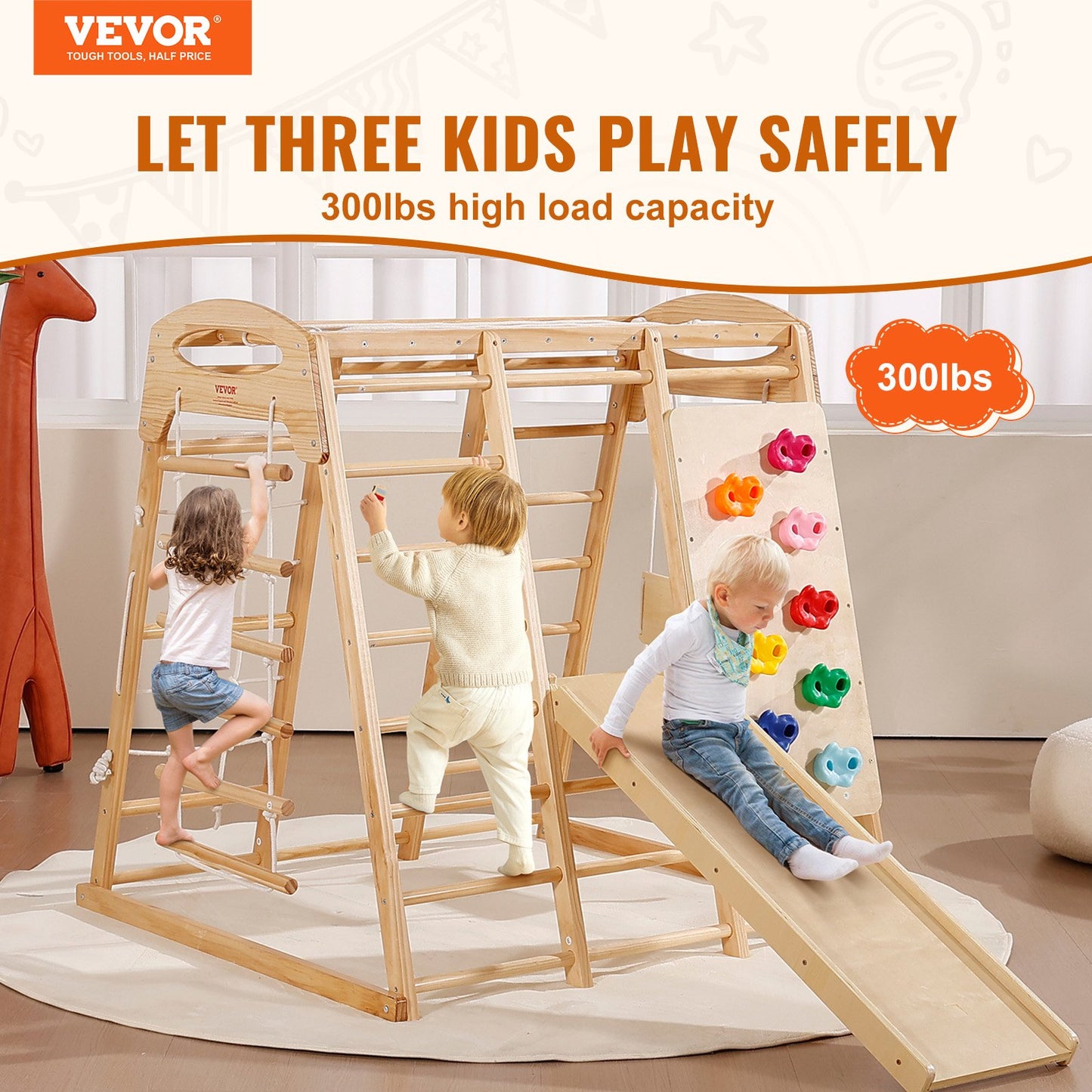 Indoor Jungle Gym 7-in-1 Kleinkind Indoor Spielplatz Holz Klettern Spielzeug L