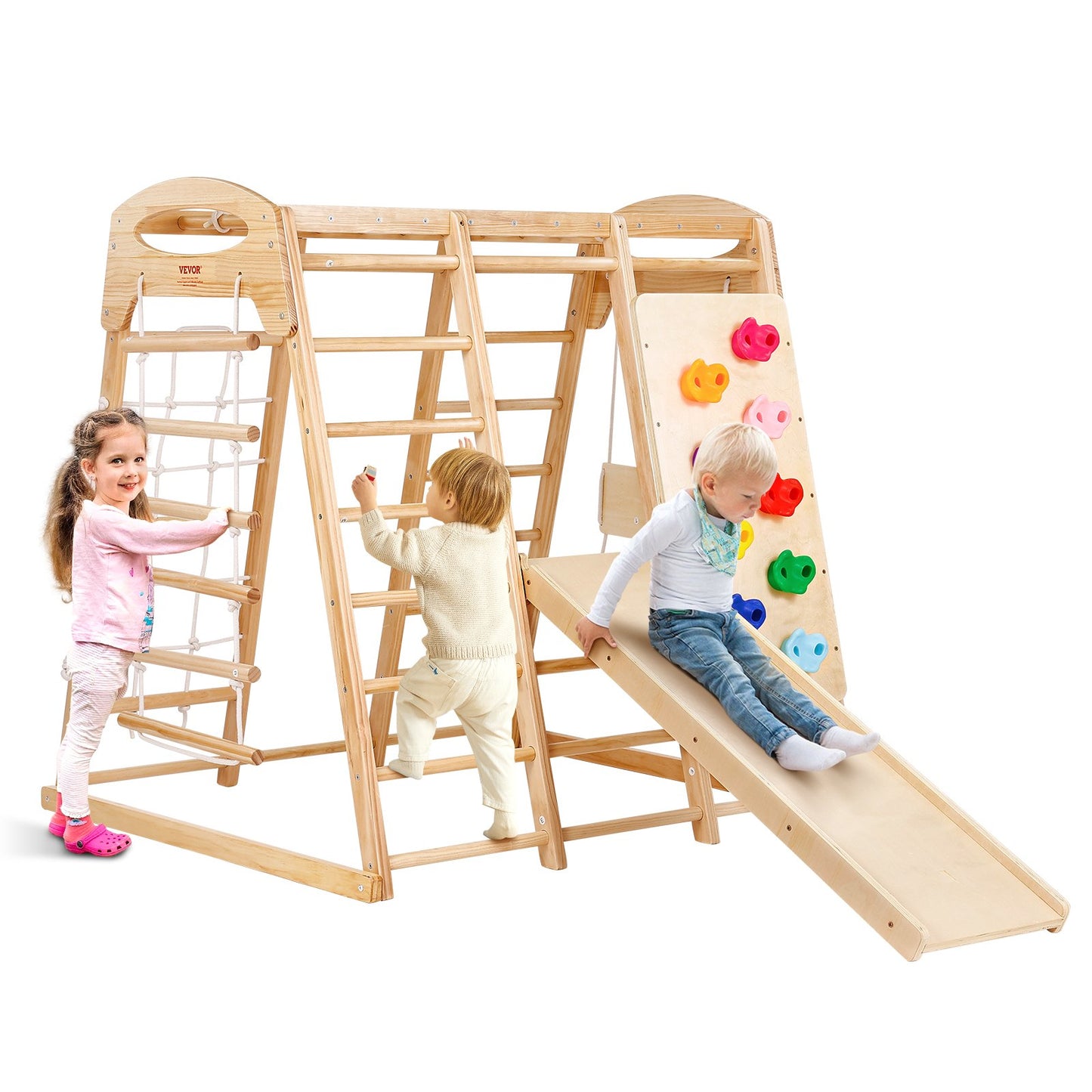 Indoor Jungle Gym 7-in-1 Kleinkind Indoor Spielplatz Holz Klettern Spielzeug L