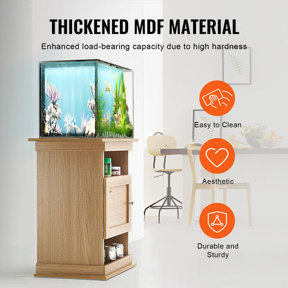 Aquarium Stand, 20 Gallon Fish Tank Stand, 25.2 x 15.7 x 28.3 in MDF Turtle Tank Stand, 167.6 lbs Load Capacity, Reptile Tank Stand with Storage, Cabinet and Hardware Kit, Basswood Color