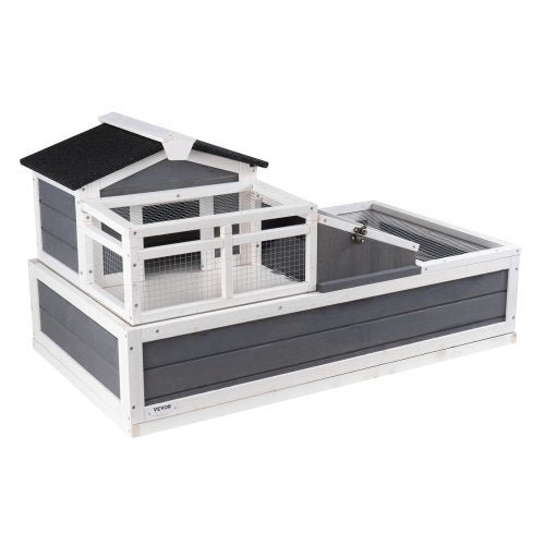 3-Room Tortoise House,Tortoise Habitat with Balcony & 2 Stories, Wooden Tortoise Enclosure Indoor & Outdoor with Ramp, Tray, Openable Roof, Large Reptile Cage, 44" x 25.6"x 24"