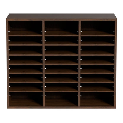 Literature Organizers, 24 Compartments Office Mailbox with Adjustable Shelves, Wood Literature Sorter 29x12x24.4 inches for Office, Home, Classroom, Mailrooms Organization, EPA Certified, Brown