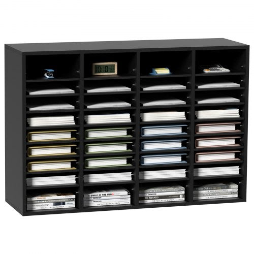 Wood Literature Organizer, 36 Compartments, File Sorter with Removable Shelves, Mailboxes for Office Home Classroom Mailroom Organization, EPA Certified, Black | EU