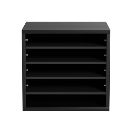 Literature Organizers, 5 Compartments Office Mailbox with Adjustable Shelves, Wood Literature Sorter 13.9x12x13 inches for Office, Home, Classroom, Mailrooms Organization, EPA Certified, Black