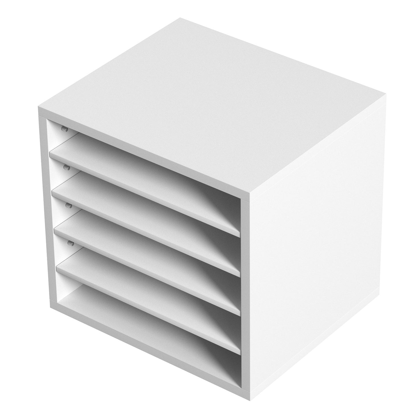 Litteraturorganisatorer, 5 fack kontorsbrevlåda med justerbara hyllor, trälitteratursorterare 13,9x12x13 tum för kontor, hem, klassrum, postrumsorganisation, EPA-certifierad, vit