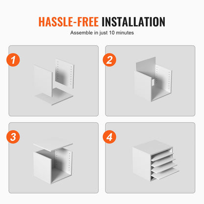 Literature Organizers, 5 Compartments Office Mailbox with Adjustable Shelves, Wood Literature Sorter 13.9x12x13 inches for Office, Home, Classroom, Mailrooms Organization, EPA Certified, White