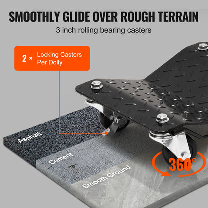 Car Dolly Wheel Tire Dolly 4 ST Heavy Duty Skate Auto Repair Dolly 6000LB