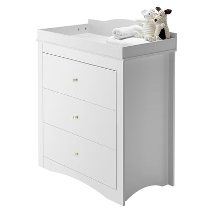 Changing Table Dresser, Baby Diaper Change Station with 3 Drawers, Multi-Functional Modern Changing Table Dresser with Storage Organizer Nursery for Children's Room, White