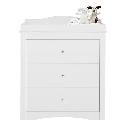 Changing Table Dresser, Baby Diaper Change Station with 3 Drawers, Multi-Functional Modern Changing Table Dresser with Storage Organizer Nursery for Children's Room, White