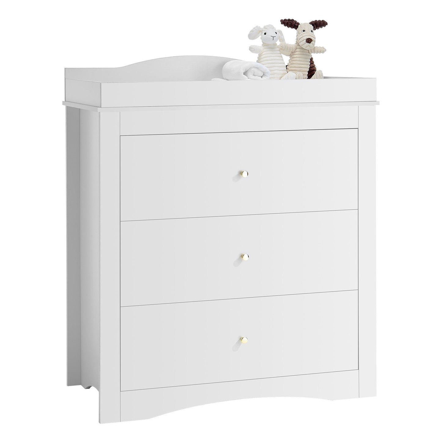 Changing Table Dresser, Baby Diaper Change Station with 3 Drawers, Multi-Functional Modern Changing Table Dresser with Storage Organizer Nursery for Children's Room, White