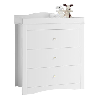 Changing Table Dresser, Baby Diaper Change Station with 3 Drawers, Multi-Functional Modern Changing Table Dresser with Storage Organizer Nursery for Children's Room, White