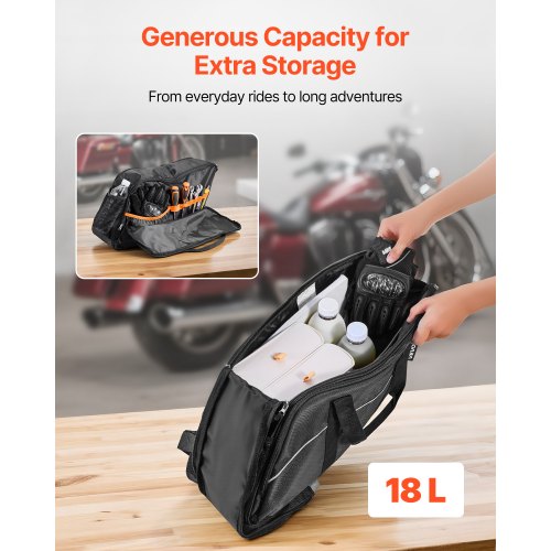 Motorcykel Sadelväska Innerväska, 18 L Insatsförvaring Resebagageväska Organizer, Kompatibel med Harley Davidson 1993-2022 Touring Road/Street Glide/Electra Glide/Road King Sadelväska, Svart |  EU