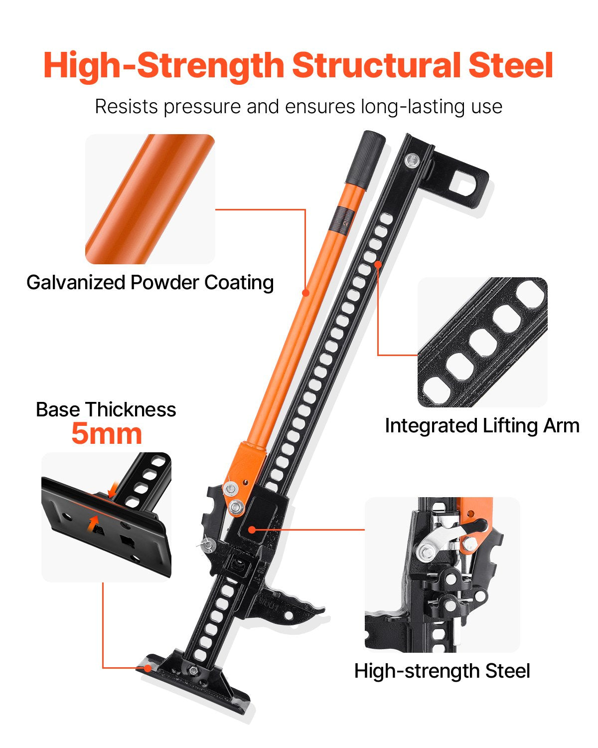 Farm Jack, 36" Utility High Lift Farm Jack, 3.18 Ton (7,000 lbs) Capacity Ratcheting Off Road Utility Jacks, Heavy-Duty Lift Jacks with 5.12"-30.3" Lifting Range for Tractor, Truck, SUV