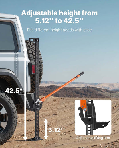 Farm Jack, 48" Utility High Lift Farm Jack, 3.18 Ton (7,000 lbs) Capacity Ratcheting Off Road Utility Jacks, Heavy-Duty Lift Jacks with 5.12"-42.5" Lifting Range for Tractor, Truck, SUV