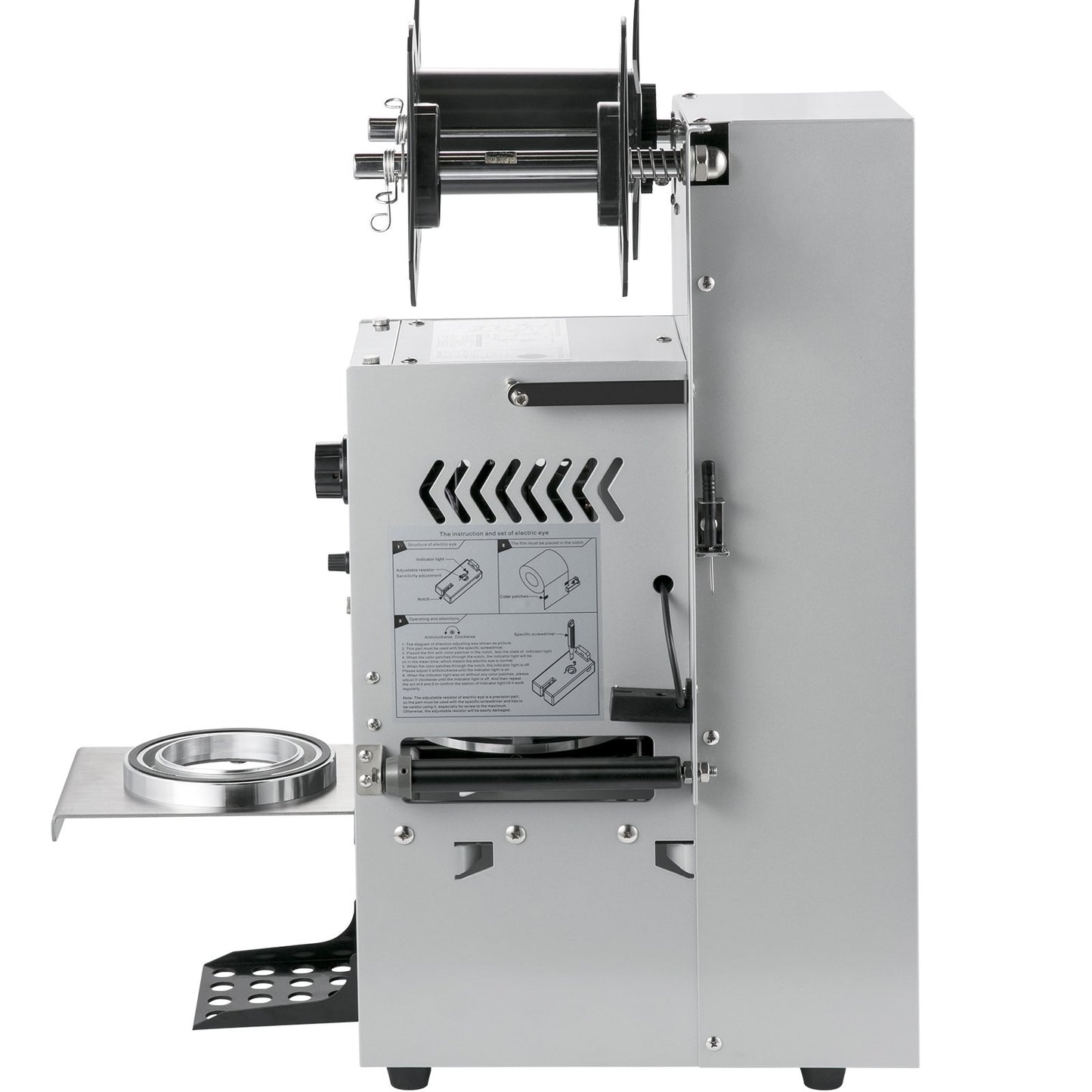 Semi-automatic Cup Sealing Machine, 300-500 Cup/h Tea Cup Sealer Machine, Silver Boba Cup Sealer Machine, 90/95mm Cup Diameter Boba Cup Sealing Machine with Control Panel for Bubble Milk Tea