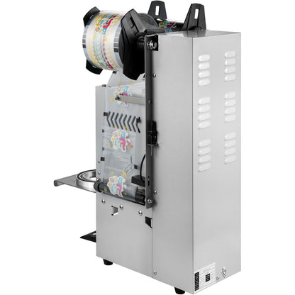 Semi-automatic Cup Sealing Machine, 300-500 Cup/h Tea Cup Sealer Machine, Silver Boba Cup Sealer Machine, 90/95mm Cup Diameter Boba Cup Sealing Machine with Control Panel for Bubble Milk Tea