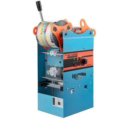 Manual Tea Cup Sealer Machine, 300-500 Cup/h Manual Boba Tea Sealer Machine, Blue Boba Tea Sealing Machine, 90/95mm Cup Diameter Cup Sealing Machine with Heating Technology for Bubble Milk Tea