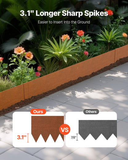 Stål Landskapskant 6-pack 40 x 8 tum väderbeständig för trädgårdsgräs