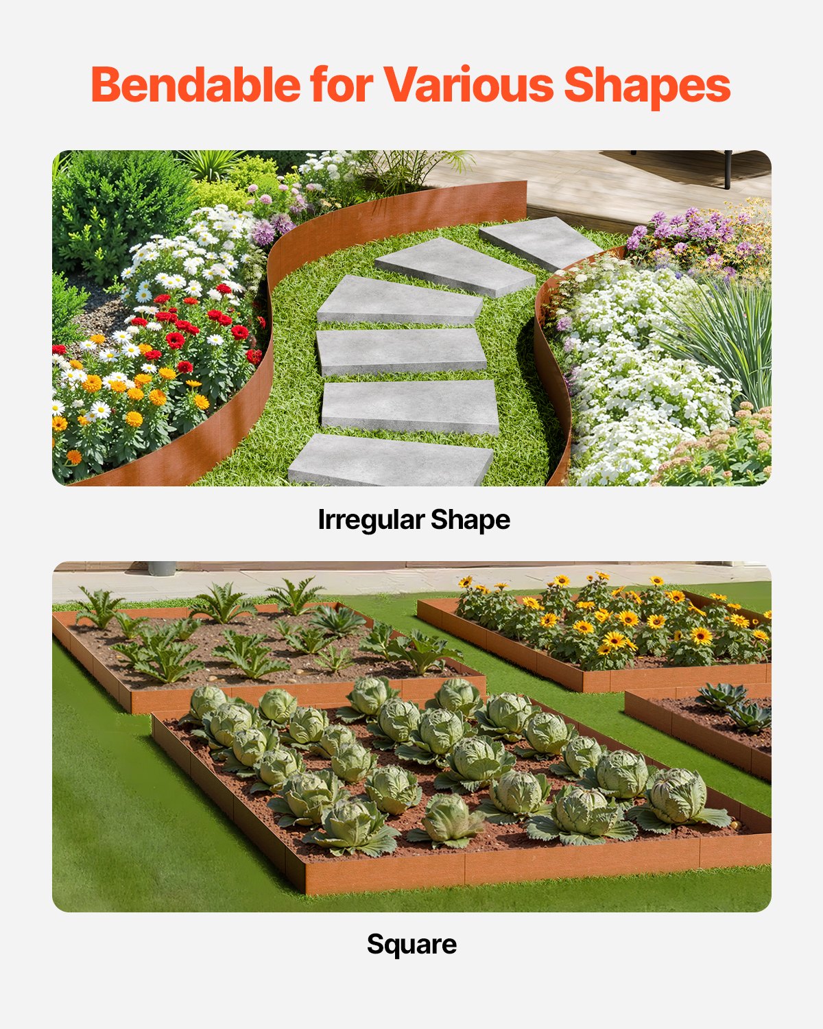 Stål Landskapskant 6-pack 40 x 8 tum väderbeständig för trädgårdsgräs