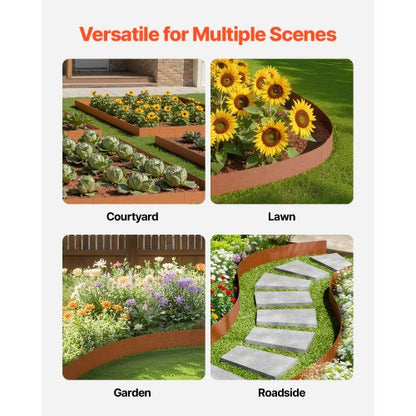 Stahl-Landschaftseinfassung, 6er-Pack, 101,6 x 15,2 cm, wetterfest, für Gartengras | EU