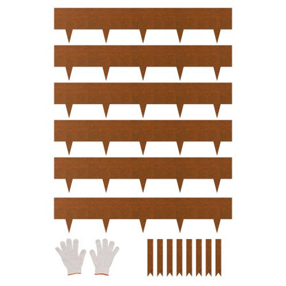 Steel Landscape Edging, 6 Packs 40 x 8 in Weather-Resistant & Pre-Rust Metal Landscape Edging, Bendable Garden Edging Border, Shark Spike, Lawn Edging for Flower Bed Yard Pathway Divider