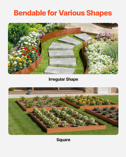 Steel Landscape Edging, 6 Packs 40 x 8 in Weather-Resistant & Pre-Rust Metal Landscape Edging, Bendable Garden Edging Border, Shark Spike, Lawn Edging for Flower Bed Yard Pathway Divider