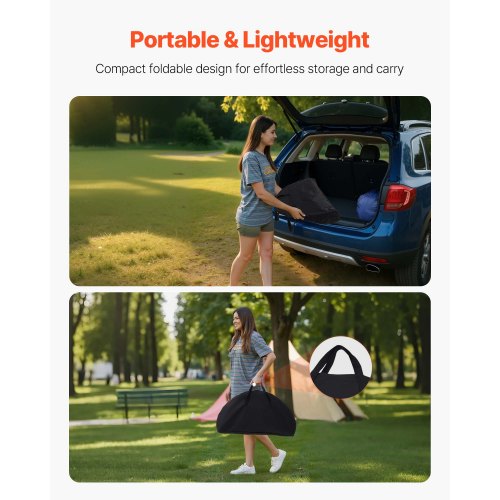 Foldable Portable Camping Table Oxford Round Outdoor Table 4 Cup Holders | EU