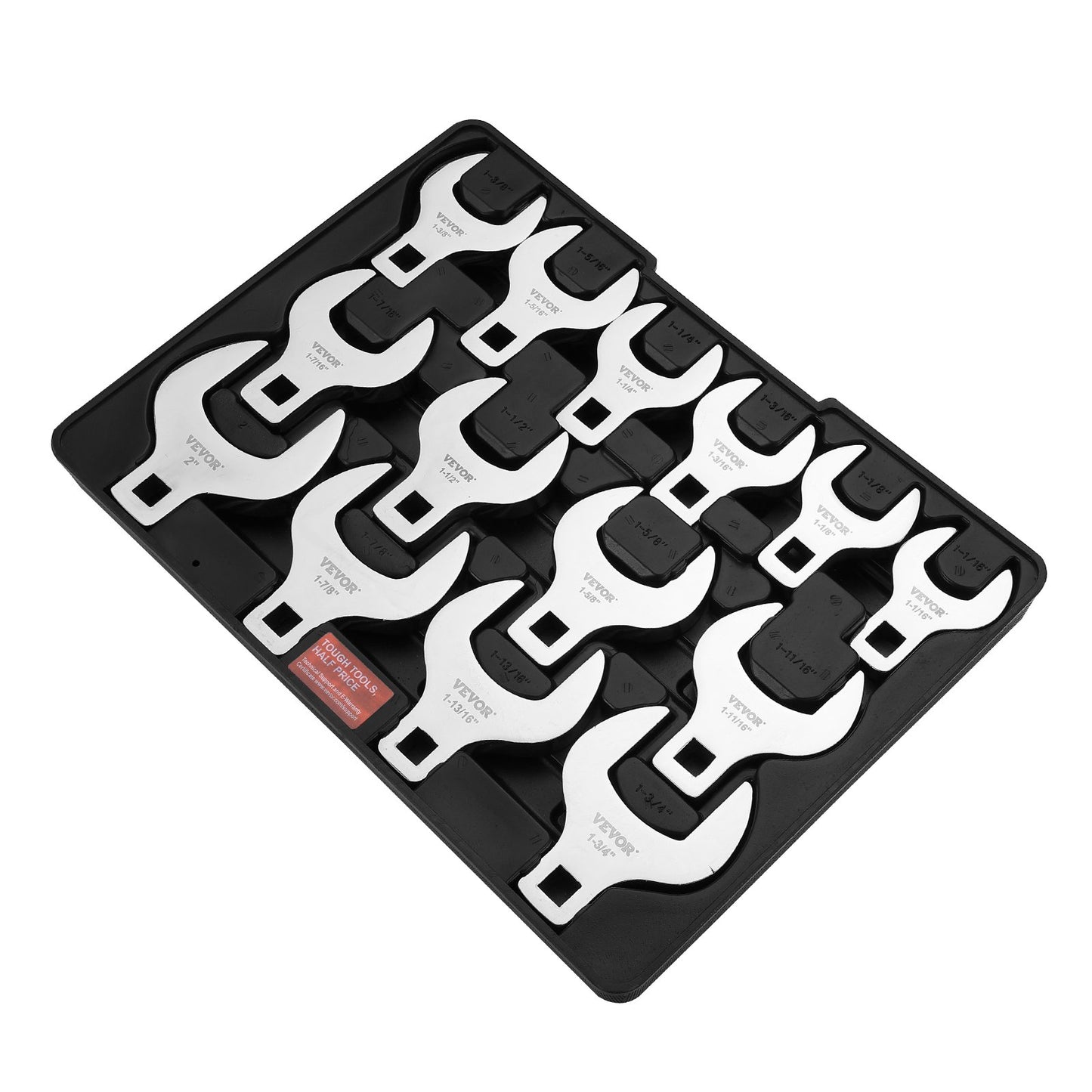 Crowfoot wrench set, 1/2" Drive 14-piece SAE (1-1/16" - 2") Crows Foot wrench set with storage compartment, 40CR material with laser-etched dimensions, for mechanical maintenance or repairs