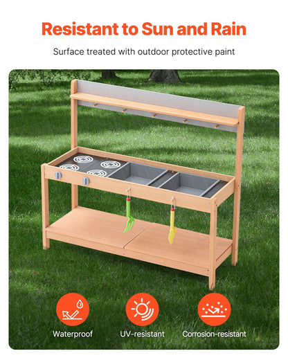 Holz-Ton-Küche für den Außenbereich, Spielzeug-Spielküchen-Set für Kinder, Rollenspiel-Set