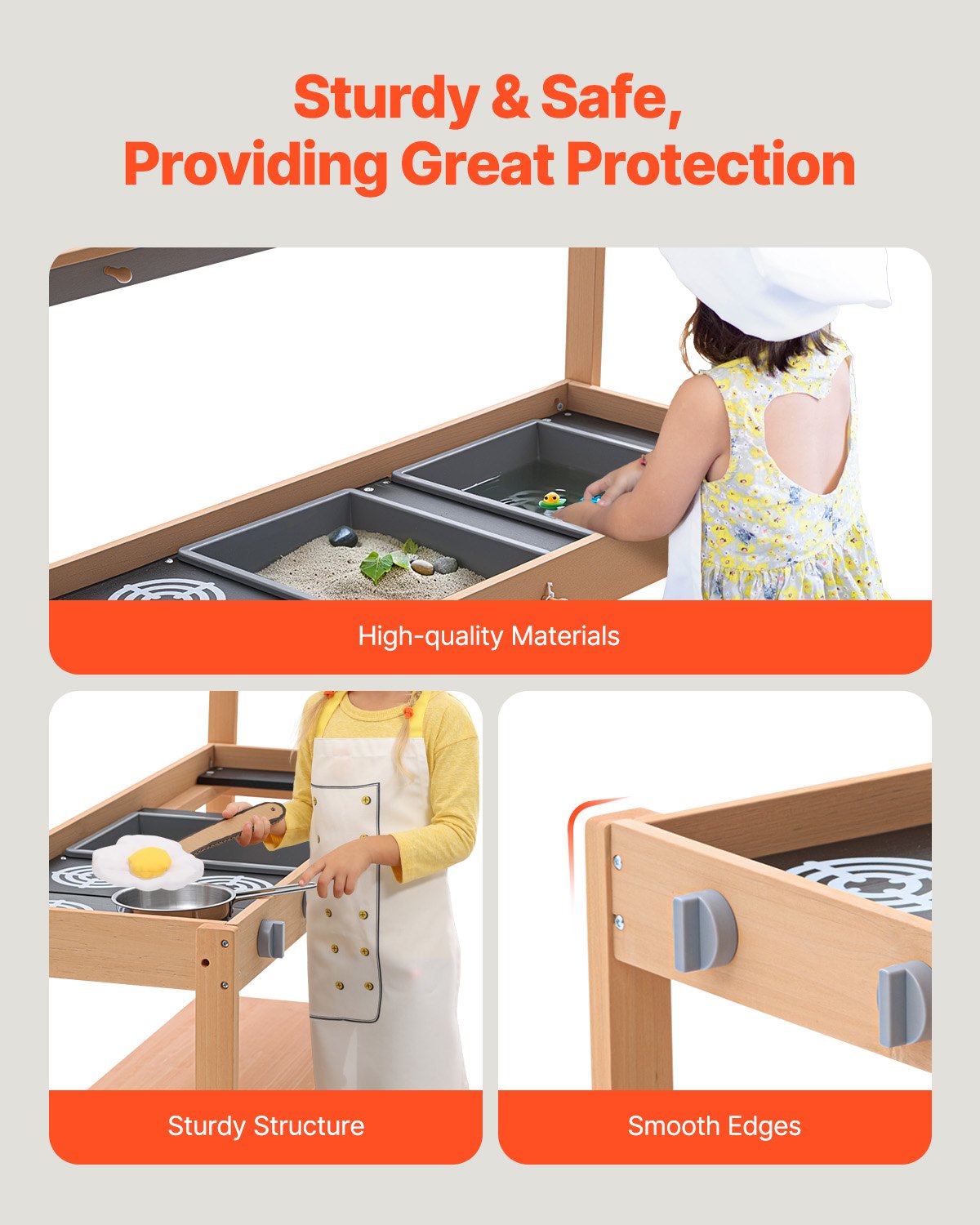 Holz-Ton-Küche für den Außenbereich, Spielzeug-Spielküchen-Set für Kinder, Rollenspiel-Set