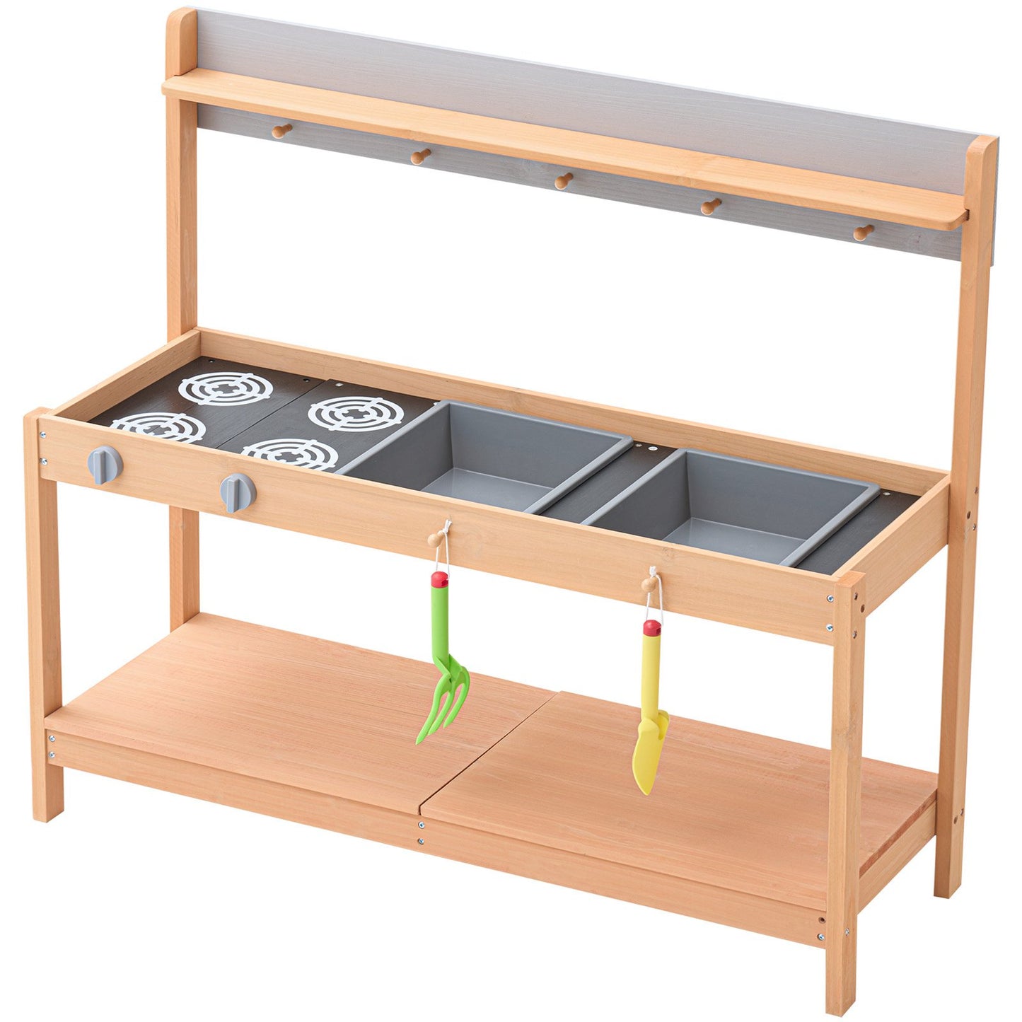 Holz-Ton-Küche für den Außenbereich, Spielzeug-Spielküchen-Set für Kinder, Rollenspiel-Set