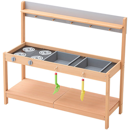 Holz-Ton-Küche für den Außenbereich, Spielzeug-Spielküchen-Set für Kinder, Rollenspiel-Set