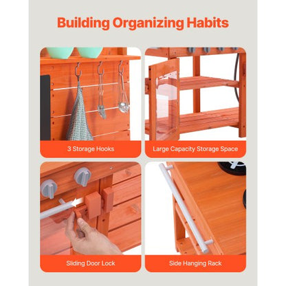 Holz-Knetküche für draußen, Spielzeug-Spielküchen-Set für Kinder, Rollenspiel-Set | EU