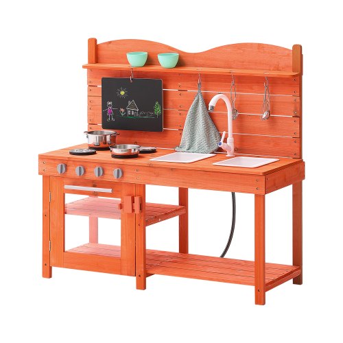 Holz-Knetküche für draußen, Spielzeug-Spielküchen-Set für Kinder, Rollenspiel-Set | EU