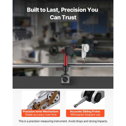 Mätklocka med universalmagnetisk bas och förvaringsfodral, 0,01 mm noggrannhet, 0–0,76 mm område, mikrokulhandtag för mätning av smala ytor, industriell bearbetning och inspektion |  EU