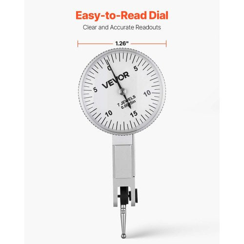 Mätklocka med universalmagnetisk bas och förvaringsfodral, 0,01 mm noggrannhet, 0–0,76 mm område, mikrokulhandtag för mätning av smala ytor, industriell bearbetning och inspektion |  EU