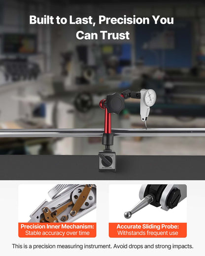 Dial Test Indicator with Universal Magnetic Base and Storage Case, 0.0005 inch Accuracy, 0-0.03 inch Range, Micro Ball Handle for Narrow Area Measurement, Industrial Machining & Inspection