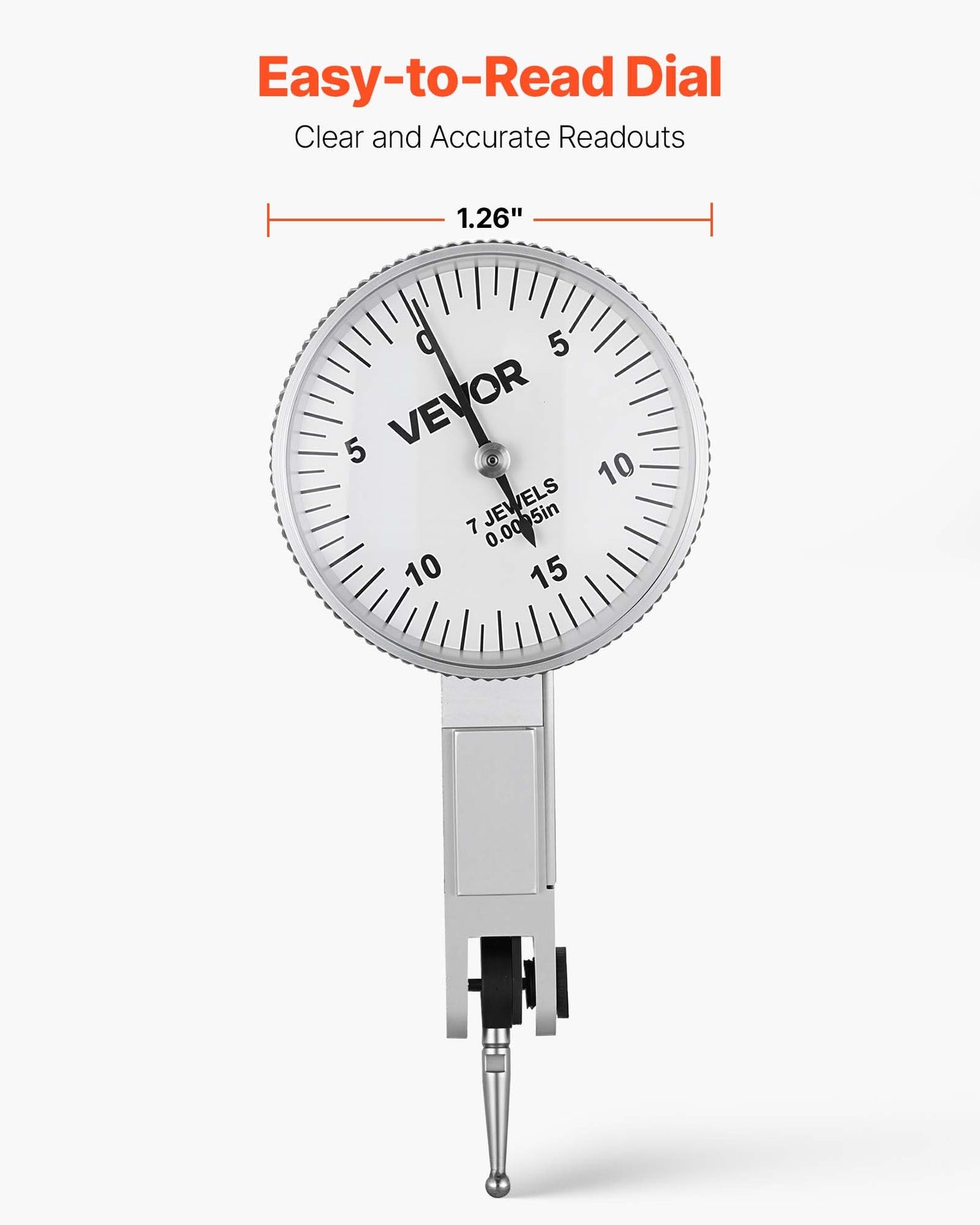 Dial Test Indicator with Universal Magnetic Base and Storage Case, 0.0005 inch Accuracy, 0-0.03 inch Range, Micro Ball Handle for Narrow Area Measurement, Industrial Machining & Inspection