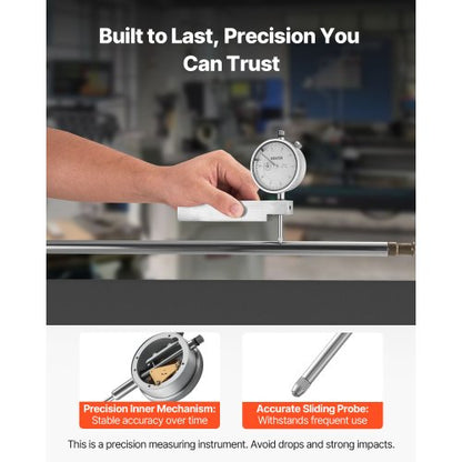 Mätklocka med metallbas, 0,03 mm noggrannhet, 0–25,4 mm intervall, lättläst stor urtavla, professionell för mätning av smala områden, industriell bearbetning och inspektion, precisionsprovning |  EU