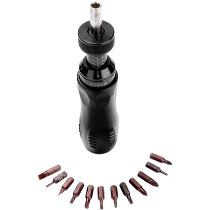 Torque Screwdriver, 1/4" Drive Screwdriver Torque Wrench, Electrician Torque Screwdriver with Scale, 10-70 in/lbs Torque Range, 1 in-lbs Torque Increment Torque Screwdriver with Bits & Case