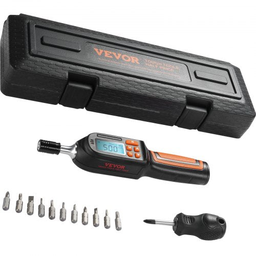 Digital Torque Screwdriver, 1/4" Drive Screwdriver Torque Wrench, Electrician Torque Screwdriver with LCD, 2.65-70.67 in-lbs Torque Range, 0.01 N.m Increment Torque Screwdriver with Bits & Case