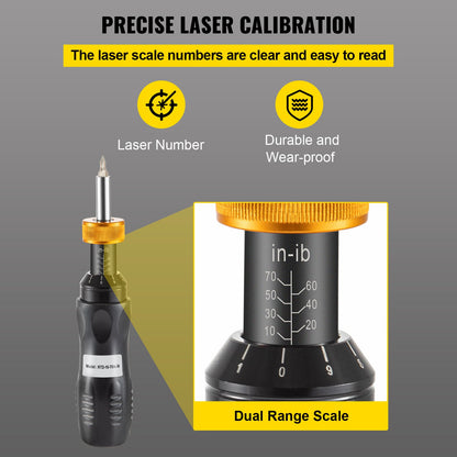 Torque Screwdriver, 1/4\" Drive Screwdriver Torque Wrench, Torque Screwdriver Electrician 10-70 in/lbs Torque Range Accurate to ±5%, Adjustable inch Pound Torque Screwdriver with Bits & Case