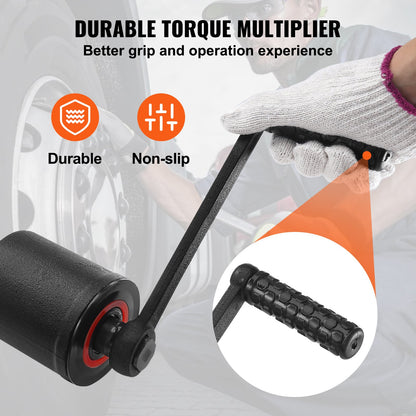 Torque Multiplier, Powerful Torque Multiplier Wrench Set, 1 Inch Drive Lug Nut Wrench Torque Multiplier, 1:64 6800N.m Lug Nut Remover, with 4 Sockets and Storage Bag for Truck Trailer RV