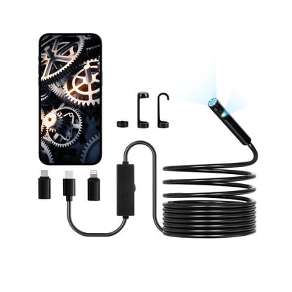 Endoscope Camera with Light, Dual Lens Borescope for Android & IOS, 1920P HD Inspection Camera with 8 + 1 LED Light, 2X Zoom, 16.4FT Snake Cable, IP67 Waterproof Snake Camera for Auto, Plumbing