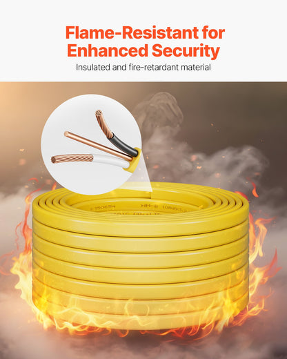 NM-B Wire, 10AWG/2C Non-Mettalic Residential Indoor Electrical Wire with Ground, PVC Sheathed High-Purity Copper Core Cable, for Outlets, Switches, Other Loads & Lighting Wiring Projects(50 ft)