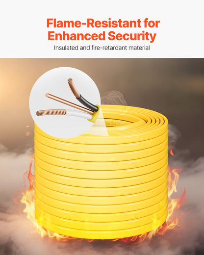 NM-B Wire, 14AWG/2C Non-Mettalic Residential Indoor Electrical Wire with Ground, PVC Sheathed High-Purity Copper Core Cable, for Outlets, Switches, Other Loads & Lighting Wiring Project(100 ft)
