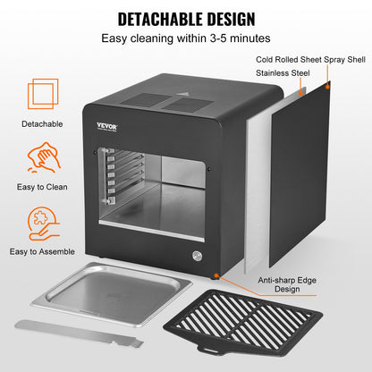 Electric Steak Grill, 1800W Smokeless Infrared Electric Broiler, 1450°F Stainless Steel Steak Cooker with 6-Tier Adjustable Rack, Electric Infrared Grill for BBQ, Toast, Grill, Indoor