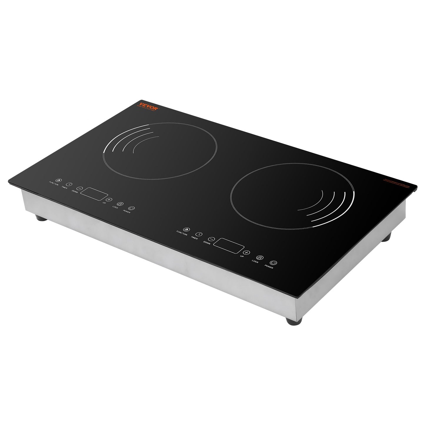 Induction Cooktop, 1800W Electric Countertop Burner, 2 Burner Touch Control Stove, Built-in Induction Cooktop with 9 Power Settings, Child Safety Lock, Timer, Glass Surface