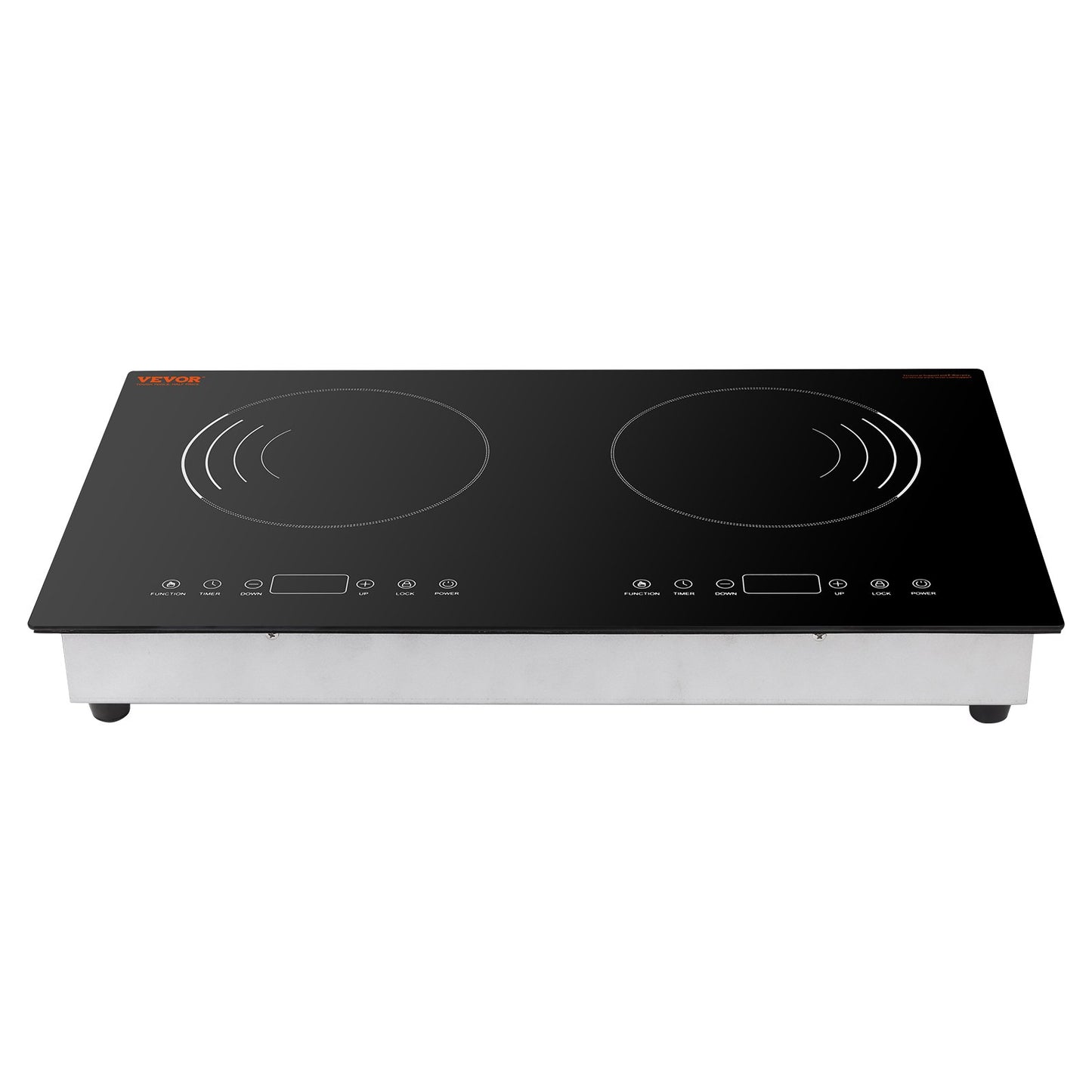 Induction Cooktop, 1800W Electric Countertop Burner, 2 Burner Touch Control Stove, Built-in Induction Cooktop with 9 Power Settings, Child Safety Lock, Timer, Glass Surface